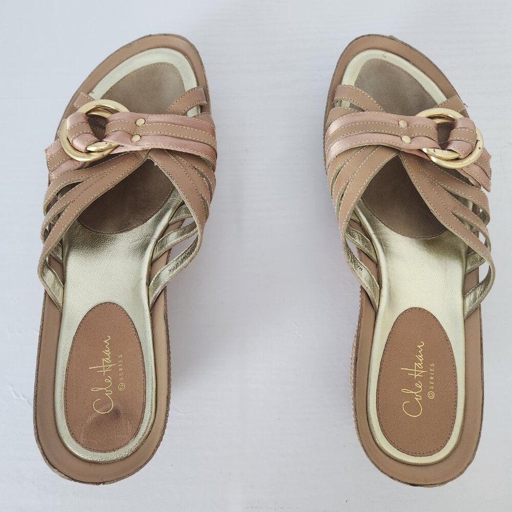 Cole Haan G Series Women’s Tan Leather Buckle Sandals Shoes Size 9B - Picture 4 of 7